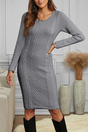 Gray Womens Hand Knitted Sweater Dress 46d49